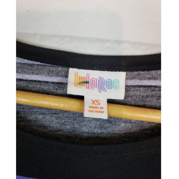 LuLaRoe Carly Dress Striped Blue Black - Picture 3 of 4